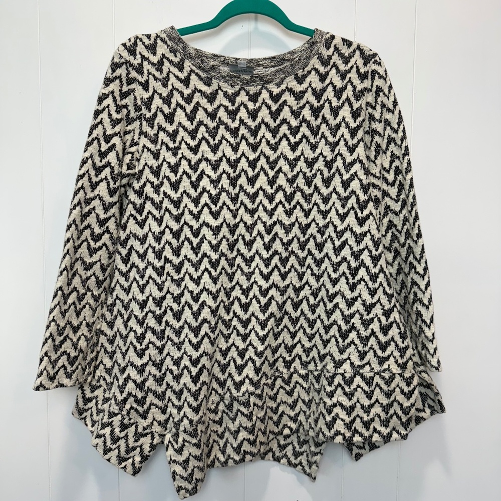 Niche Nilgun Derman Made In USA Cotton Blend Chevron Top  Size Small